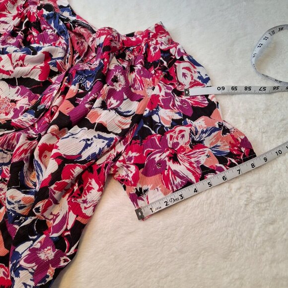 Roamans Floral Tunic Blouse Sz 18W Button Down Colorful Whimsigoth Boho Beach - Picture 13 of 14